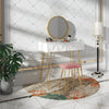 White Dressing Table Vanity Makeup Desk Set w/ Round Mirror Stool Drawer Bedroom