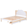 Wooden Bed Frame Storage Drawers 4ft6 Double Size Kids Bed with Cloud Headboard