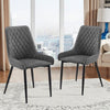 2pcs Faux Leather Cushioned Dining Chairs Set Metal legs Restaurant Chair Grey