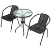 3/5 Piece Round Coffee Table & Rattan Chairs Metal Bistro Balcony Garden Outdoor