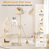 Multi-Layer Wooden Cat Tree 156cm Tall Cat Tower Modern Kitten Activity Center