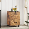 3 Drawer File Cabinet Mobile Office Cabinet with Wheels File Folder Rustic Brown