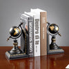 Set of 2 Bookends Vintage World Globe Design Home Office Book Holder Ornament