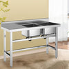 Kitchen SINK Commercial Catering 2/3 Bowl Workbench Prep Table Sink Basin Kit UK