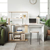L Shaped Computer Desk Corner Desk 360 Degree Rotatable Shelves Natural wood