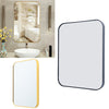 Rectangle Gold Glass Wall Mirror Metal Frame Vanity Makeup Shaving Bathroom Deco