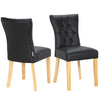 Set of 2 Dining Chairs High Back PU Leather Kitchen Chair Modern Wood Legs Home