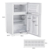 90 L Compact Refrigerator Double Door Cooler Fridge with Removable Glass Shelves