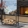 36” Fireplace Log Rack Wood Stacker Stand Storage W/ 4 Tool Set Kindling Holders