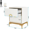White Bedside Table Wooden Cabinet 1 Storage Drawer Gold Metal Handle Legs