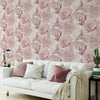 Reverie Wallpaper Floral Flower Rose Pink Grey Lilac Blush Silver Soft Light 3D