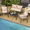 4 Piece Patio Conversation Set Outdoor Furniture Set Loveseat Bench Coffee Table