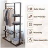 Rustic Solid Bamboo Wood Garment Rack Zen Clothes Rail Stand Bottom Shoe Rack