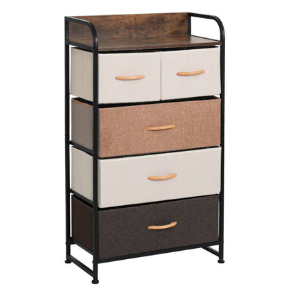Fabric Chest of Drawers 5 Drawer Dresser Storage Cabinet Stand Bedroom Furniture
