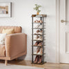 7 Tier Shoe Rack Vertical Tall Storage Shelf Unit Cabinet Organizer Rustic Brown