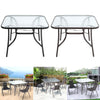 Outdoor Glass Table Patio Garden 105CM Square Table with Parasol Hole MetalFrame