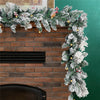 Flexible 270cm (9ft) Christmas Garland with lighting Snow Tips Berries & Cones
