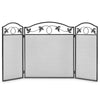 3 Panel Foldable Fireplace Guard Fire Screen Protector w/ Leaves Pattern and Met