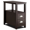 2 Drawers Narrow Side End Table Corner Storage Nightstand Compact Display Shelf