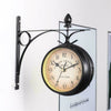 Classic Garden Double Sided Wall Clock Mounted Bracket f Porch Lobby Living Room
