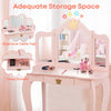 2 in 1 Kids Vanity Makeup Dressing Table & Chair Set W/ Tri-fold Mirror & Drawer