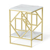 Heavy Duty Town Square Marble Table Bedside Sofa Bed End/ Side Table Gold Frame