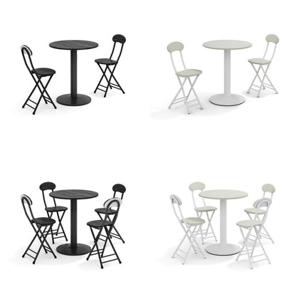 Breakfast Bar Table & 2/4 Folding Stool Chairs Set Kitchen Dining Room Furniture