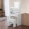 White Dressing Table&Stool Set Makeup Desk Vanity Table Drawers Mirror Dresser