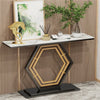 Large Marble Console Table Hallway Long Table Pentagon Frame Side Station Table