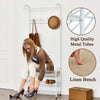 White Metal Clothes Hanging Rail Clothing Coat Stand with Shoe Rack Shelf Bench