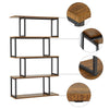 S Shape Lounge Storage Display Unit Bookcase Bookshelf 4 Tier Rack Metal Frame