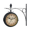 Outdoor Garden Wall Clock Round Metal Frame Double Sided Station Clock Quartz