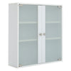 Modern Bathroom Wall Mounted Cabinet w/Storage Shelf Clear Glass 2 Door Cupboard