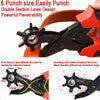 New Revolving Leather Hole Punch Pliers Puncher Leather Cut Belt Eyelet 6 Sizes