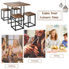 5-Piece Dining Table & Chair Set Bar Pub Table and Four Stool Set w/ MDF Table