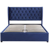 Ottoman Bed Frame Gas Lift Up Storage Double Size Blue Fabric Upholstered Bed