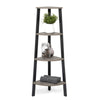 Mondeer Grey 4 Tier Corner Shelf Ladder Shelving Unit Bookshelf Storage Rack