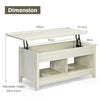 110cm Modern Lift Up Top Coffee Table Desk W/ Hidden Storage & Divided Shelf