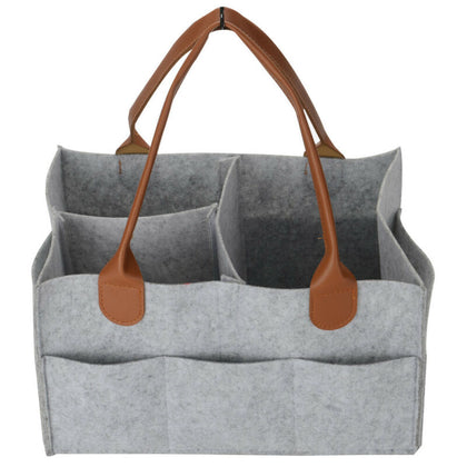 Baby Diaper Organizer Caddy Felt Changing Nappy Kids Storage Carrier Bag Grey .