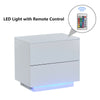 2 Drawers LED Light Bedside Table Side Nightstand Storage Organiser High Gloss