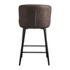 2 Pcs Brown Faux Leather Bar StoolsDiamond Seat Dining Room Chairs Metal Legs