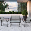 4 Pcs Garden Furniture Set Table &Chairs Patio Balcony Outdoor Indoor Glass Mesh