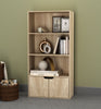 4 Tier Wooden Bookcase Cupboard with Doors Storage Shelving Display Cabinet Unit