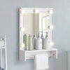 White Bathroom Cabinet Mirror Storage Unit Shelf LED Light Switch Towel Holder