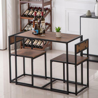 Rustic Breakfast Dining Table Set with Two Stools Modern Bar Pub Table Set UK