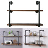 Wooden Bookshelf Metal Wall Floating Retro Industrial Pipe Display Shelf Storage