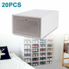 20PCS Large Plastic Shoe Storage Boxes Drawer Stackable Foldable Organiser Clear
