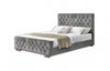 Modern King Size Bedframe Diamante Upholstered Velvet Silver Fabric Chrome Legs