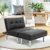 2-Piece Sectional Modern Sofa Set Leather Chaise Lounge W/ Ottoman Foot Stool