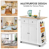 Rolling Kitchen Island Mobile Serving Trolley Cart w/ 2 Drawers and Towel Rack